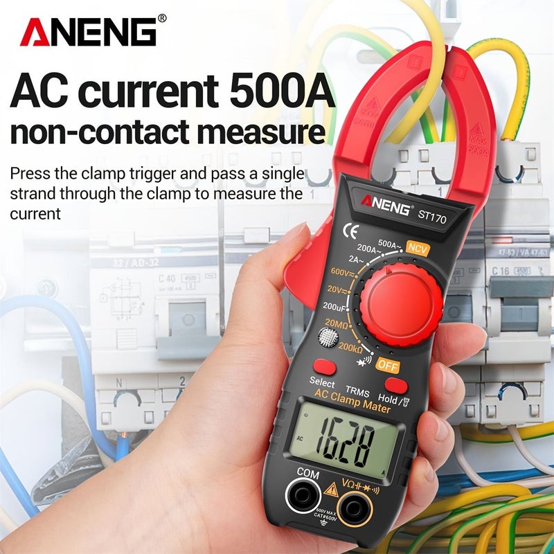 ANENG 500A AC Digital Clamp Meter ST170 Red AC DC Voltage Tester 2000 Counts NCV - Image 2