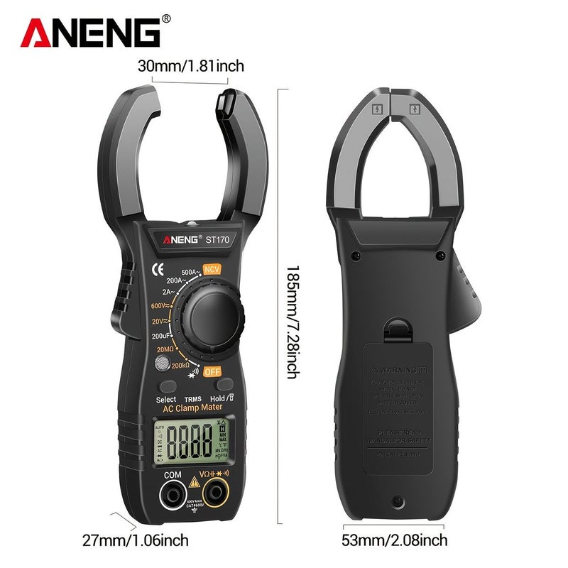 ANENG 500A AC Digital Clamp Meter ST170 Red AC DC Voltage Tester 2000 Counts NCV - Image 4