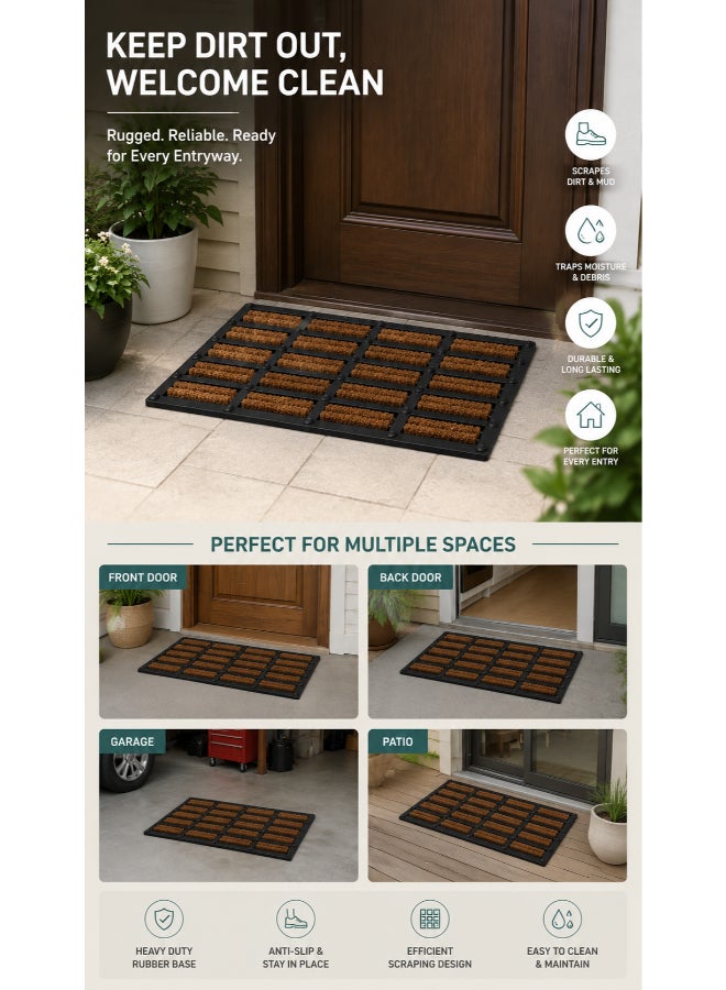 Home auraa حصيرة مدخل غراندور 50x100 سم | مادة PVC وجوز الهند غير قابلة للانزلاق | حصائر مدخل داخلية وخارجية متينة - Image 1