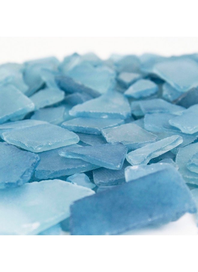 CYS EXCEL CYS EXCEL Sea Glass 16 Ounces Frost Blue | Multiple Color Choices Crushed Glass Vase Filler | Aquarium Nautical Décor for Art Crafts Flat Frosted Dyed Color Stone  - Image 1