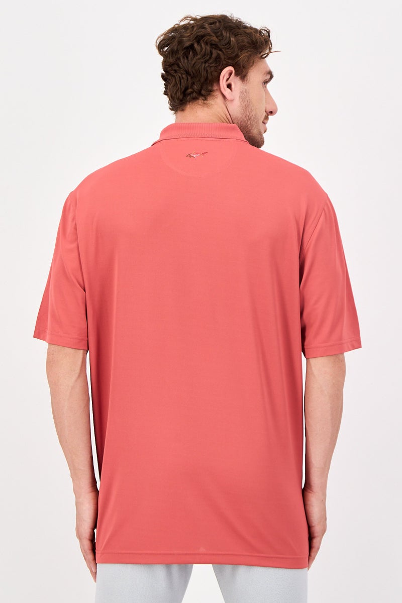 Greg Norman Men Sportswear Fit Short Sleeve Outdoor Polo Shirt, Pastel Red - Image 2