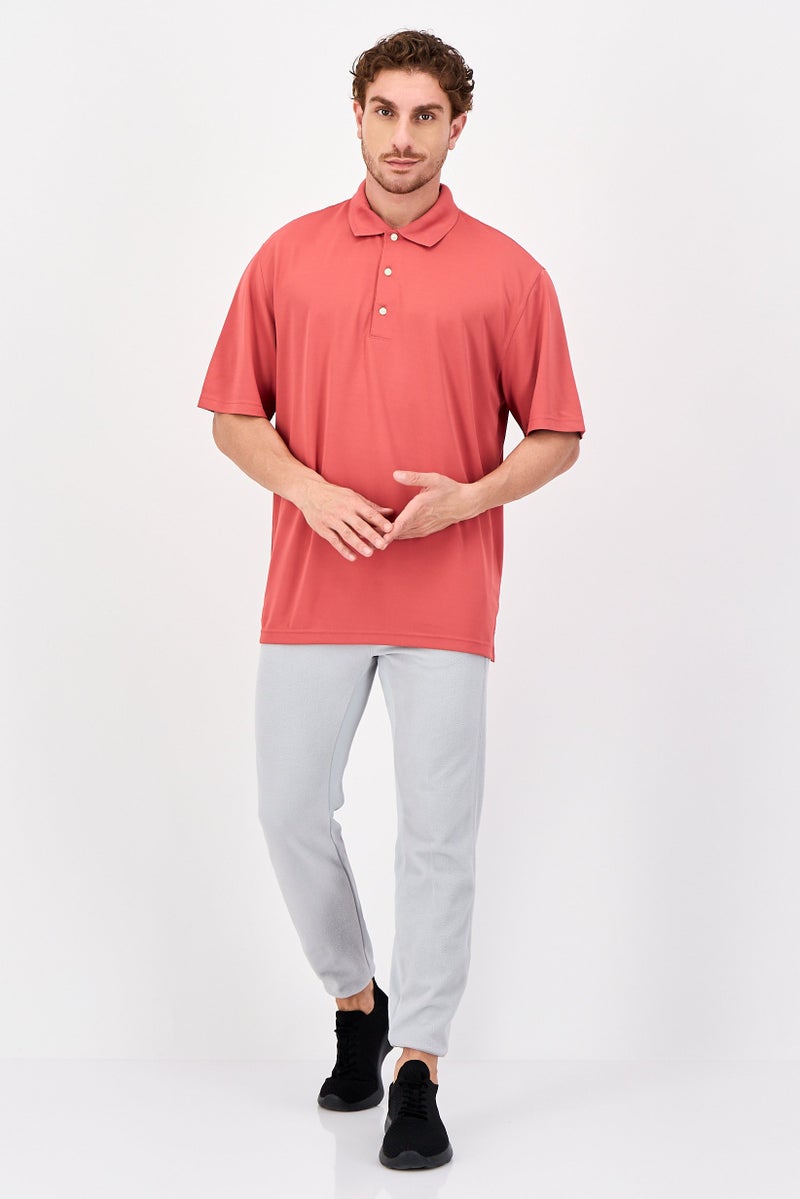 Greg Norman Men Sportswear Fit Short Sleeve Outdoor Polo Shirt, Pastel Red - Image 4