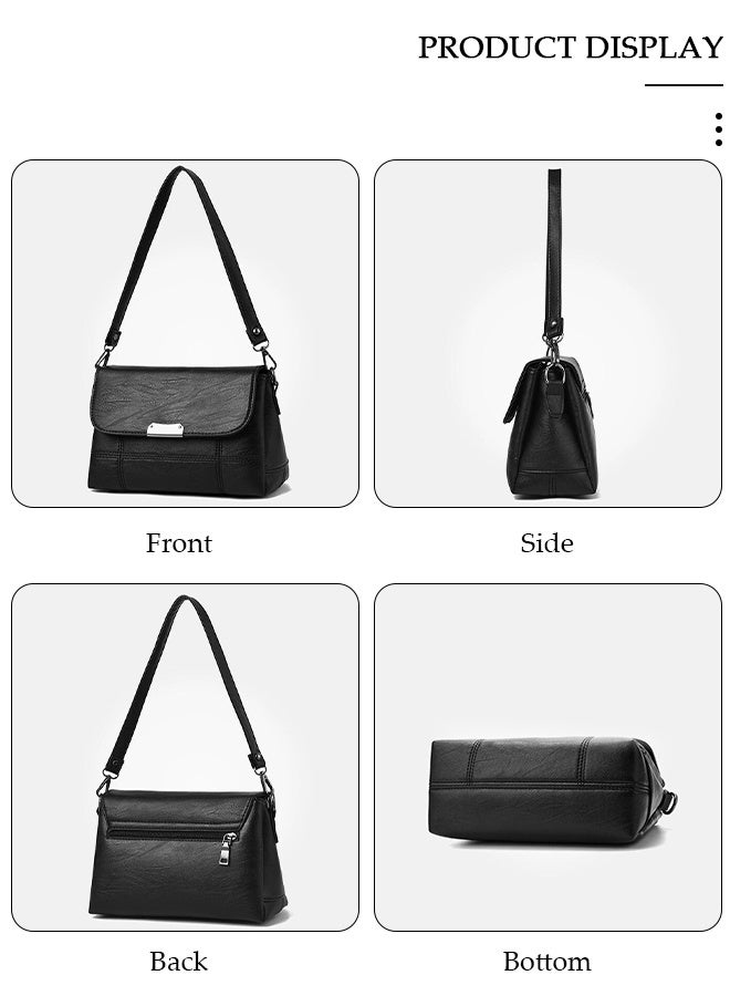 DUNISO Women Faux Leather Crossbody HandBags Crossbody Purse Shoulder Bag Black - Image 4