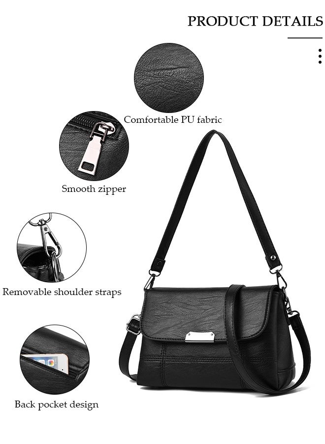 DUNISO Women Faux Leather Crossbody HandBags Crossbody Purse Shoulder Bag Black - Image 3