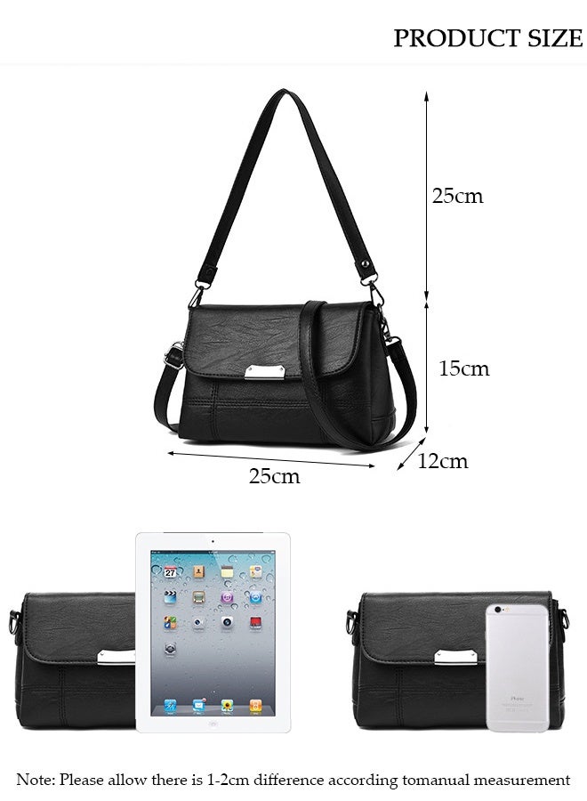 DUNISO Women Faux Leather Crossbody HandBags Crossbody Purse Shoulder Bag Black - Image 2