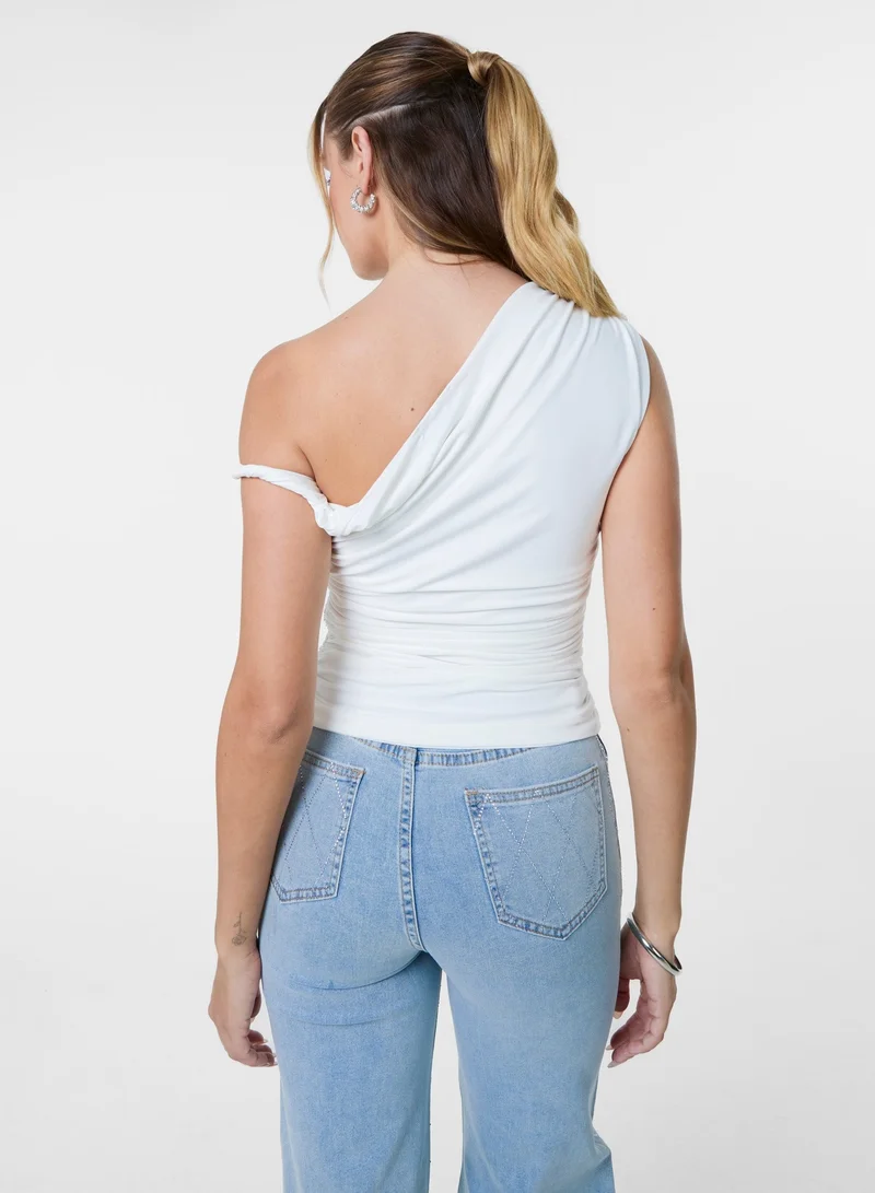 بينك فانيلا Twist Shoulder Top