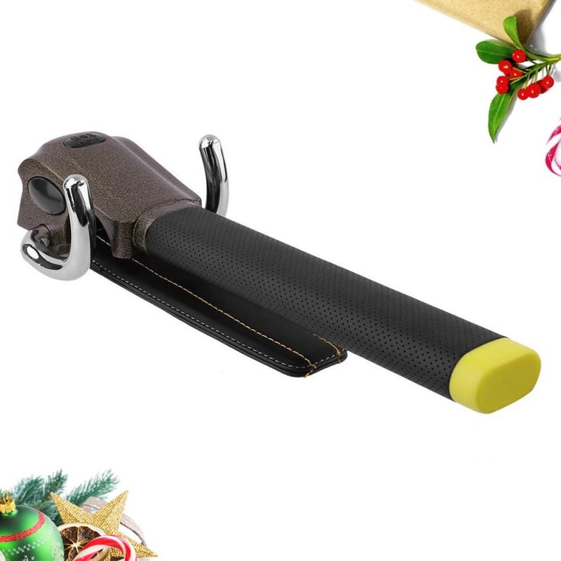 Anti Theft Car Steering Wheel Lock Security Device Black Gold Alloy Leather - Image 4