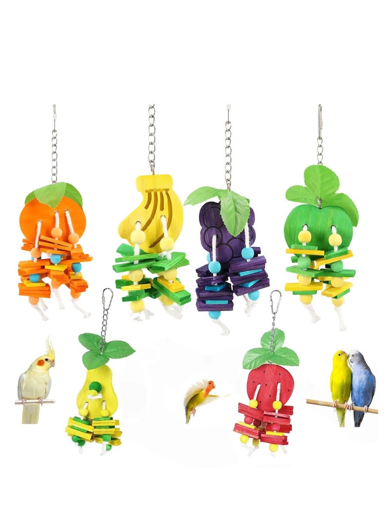 Next Vogue Natural Wood Parrot Toys Set of 6 Pieces for Small to Medium Parrots, Safe and Durable Bird Chew Toys, Fun and Colorful Hanging Accessories for Cage, Non-Toxic and Eco-Friendly Avian Toys - Image 1