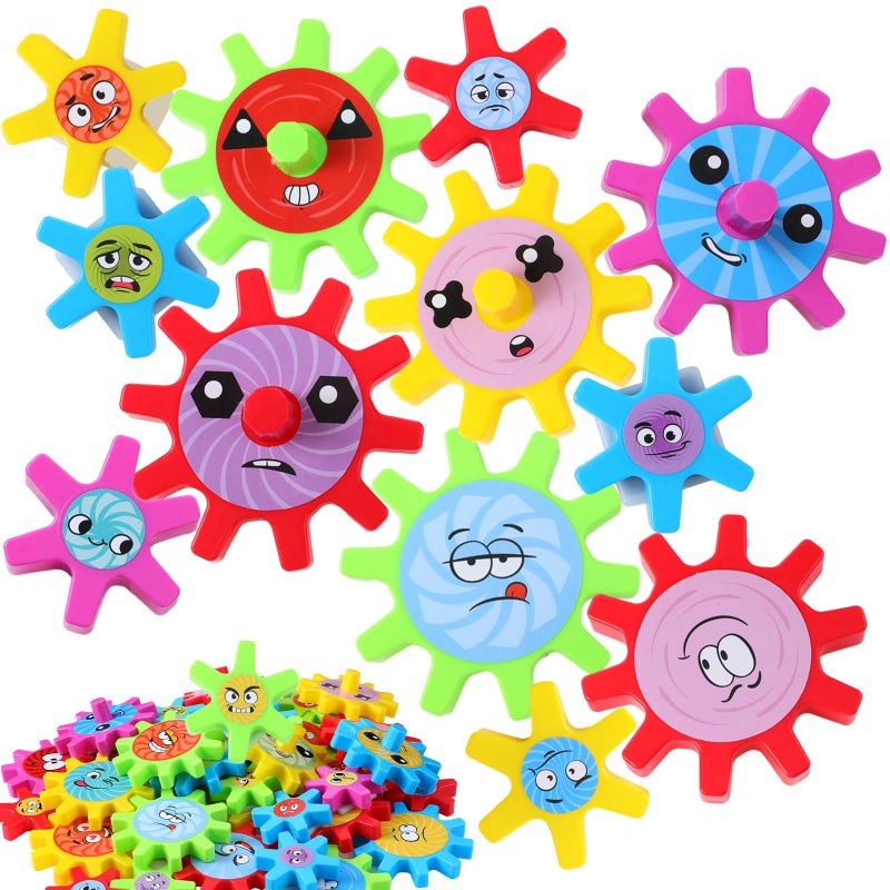Relaxweex 36 Pcs Magnetic Gears Interchangeable Learn Magnetic Spinning Gears for Magnetism Refrigerator or Whiteboard Emoticon - Image 3
