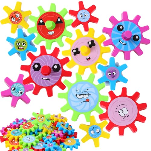 Relaxweex 36 Pcs Magnetic Gears Interchangeable Learn Magnetic Spinning Gears for Magnetism Refrigerator or Whiteboard Emoticon - Image 1
