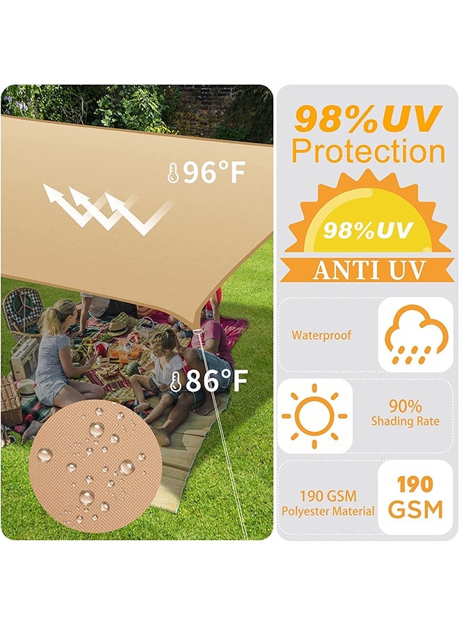 TodyJeyHo Sun Shade Sail, 3 x 4 m Rectangle Canopy, Waterproof UV Block Sunshade With Rope for Swimming Pool Patio Backyard Lawn Garden Outdoor Activities (khaki 3X4 M) - Image 3