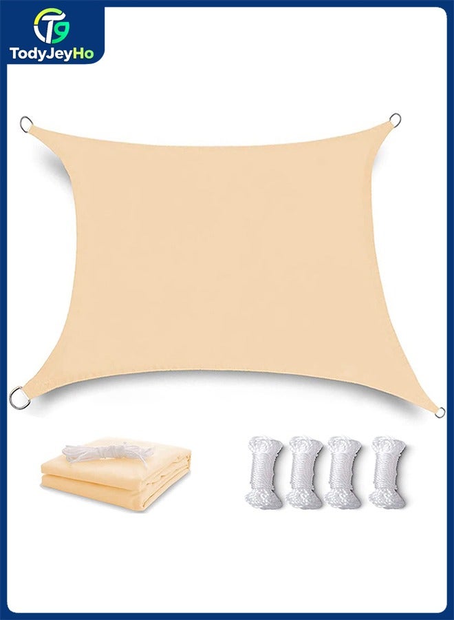 تودي جي هو الشمس الظل الشراع، 3 × 4 م مظلة مستطيلة، مقاومة للماء الأشعة فوق البنفسجية كتلة الظل الشمسي مع حبل حمام السباحة فناء الفناء الخلفي حديقة العشب الأنشطة في الهواء الطلق (خاكي 3X4 م) - Image 1