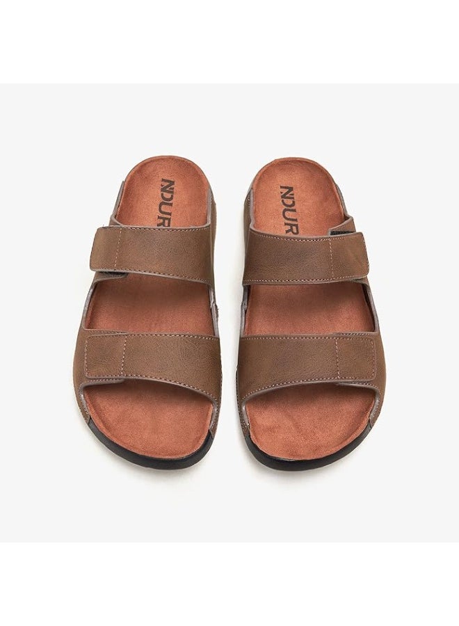 NDURE Men's Slip-On Sandal- Men's Comfortable Soft Lightweight Outdoor Slippers, Durable PU Sole, Man Made Leather, Traditional Sandals - Image 2