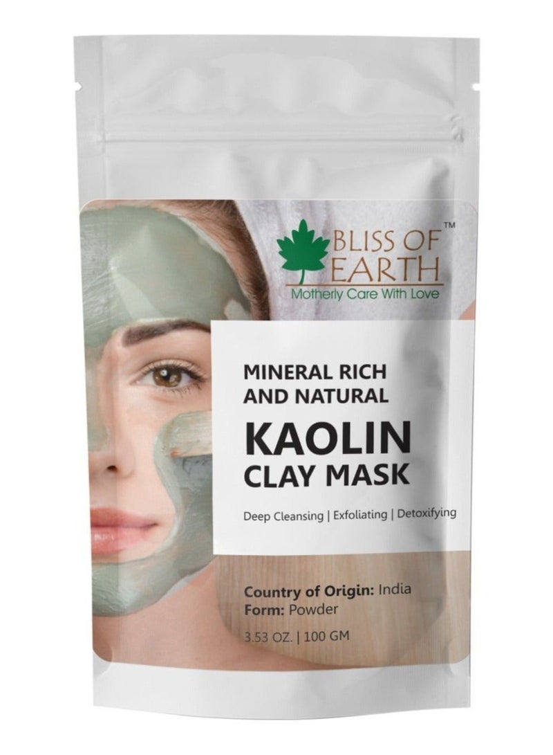 Bliss of Earth 100% Pure White Kaolin Clay Powder 100GM Finest Grade Natural Facial Mask Remove Excessive Oil & Dirt From Face Great For DIY Products - Image 1