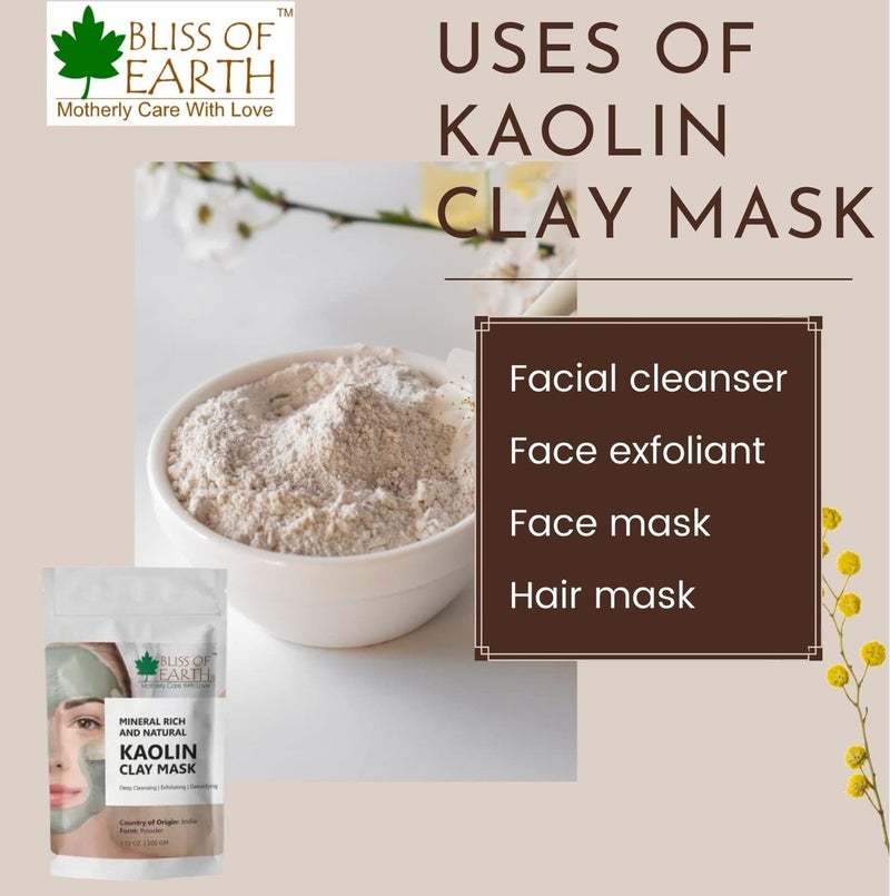 Bliss of Earth 100% Pure White Kaolin Clay Powder 100GM Finest Grade Natural Facial Mask Remove Excessive Oil & Dirt From Face Great For DIY Products - Image 4
