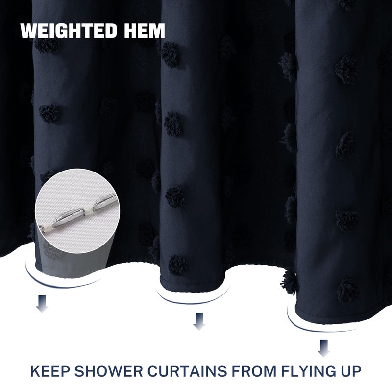 Siiluminisoy Boho Navy Blue Shower Startain Fose Fabric Startain 72 × 72 نفثًا من الأزهار الطبية المقنن - Image 3