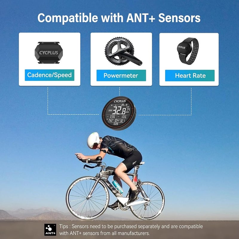 CYCPLUS GPS Bike Computer, Wireless Cycling Computer, ANT+ Bluetooth Bicycle Computer Mini Speedometer Odometer Waterproof MTB Tracker, Rechargeable with 2.5 Inch Screen for Bikers Outdoor Cycling - Image 5