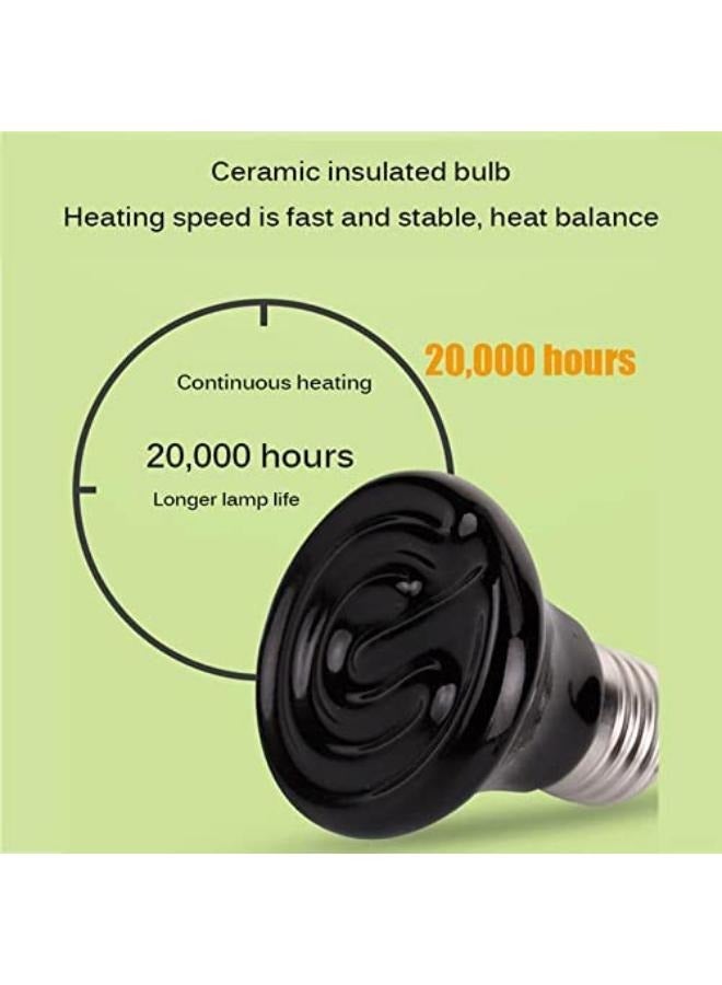 b&k مصباح الحرارة للتدفئة في فصل الشتاء للزواحف، سخان قفص الطيور المعلق مع أنبوب حديد مضاد للعض، سخان الحيوانات الأليفة من السيراميك بالأشعة تحت الحمراء لحوض السمك في حظيرة سحلية الدجاج - Image 3