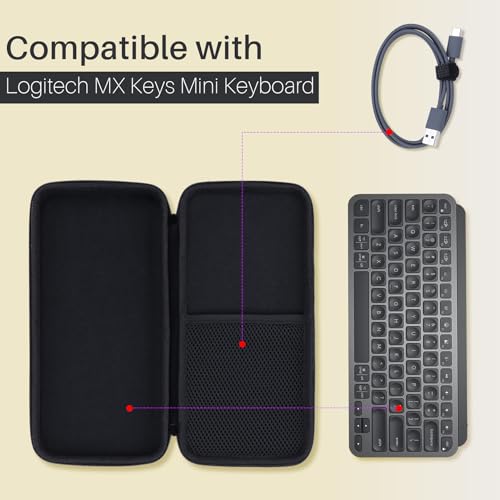 Lebakort Hard Carry Case Compatible with Logitech MX Keys Mini Minimalist Illuminated Keyboard (Graphite Case) - Image 3