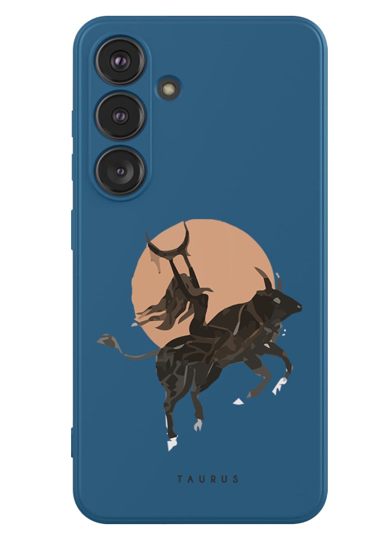 Theodor Protective Slim Fit Case Liquid Silicone Cover with Full Body Protection Anti-Scratch Shockproof Case For Samsung Galaxy S24 (Blue) - Taurus - Image 1