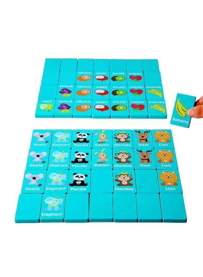 شيبشيب لعبة لوحية لإزالة الحيوانات الفاكهة، لعبة مطابقة عائلية، لعبة الدومينو، لعبة ذاكرة خشبية للأطفال وحفلات البالغين، للسفر. - Image 1