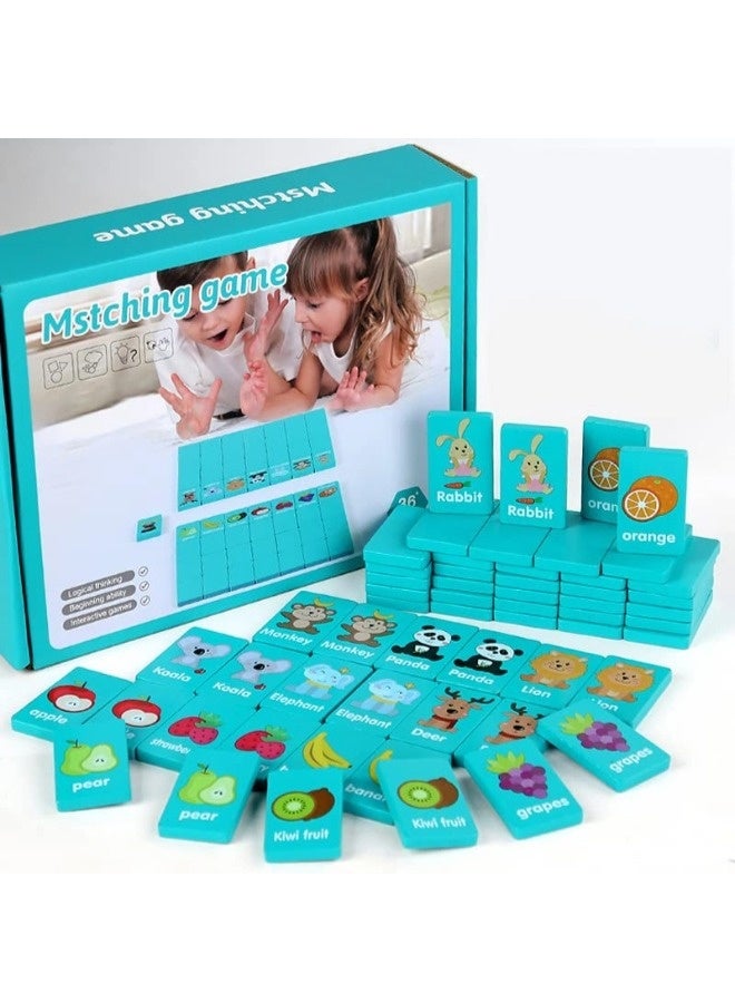 شيبشيب لعبة لوحية لإزالة الحيوانات الفاكهة، لعبة مطابقة عائلية، لعبة الدومينو، لعبة ذاكرة خشبية للأطفال وحفلات البالغين، للسفر. - Image 2