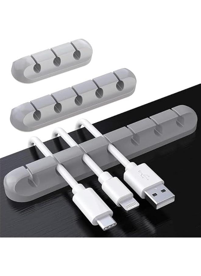 فايلكس مشاك حامل الكالات، 3 حة مشاك تظيم الأسلاك مثتة ذاتيًا لكال USB على سطح المكت مكت خة الشح اللاسلكي ليلادي كال السلطة الفأرة سلك الكميوتر المزلي رمادي)  - Image 1
