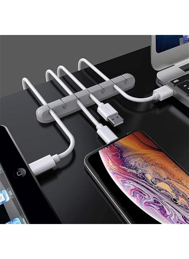 فايلكس مشاك حامل الكالات، 3 حة مشاك تظيم الأسلاك مثتة ذاتيًا لكال USB على سطح المكت مكت خة الشح اللاسلكي ليلادي كال السلطة الفأرة سلك الكميوتر المزلي رمادي)  - Image 2