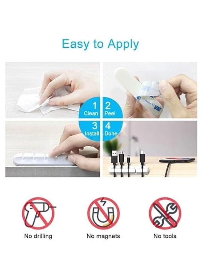 فايلكس مشاك حامل الكالات، 3 حة مشاك تظيم الأسلاك مثتة ذاتيًا لكال USB على سطح المكت مكت خة الشح اللاسلكي ليلادي كال السلطة الفأرة سلك الكميوتر المزلي رمادي)  - Image 4