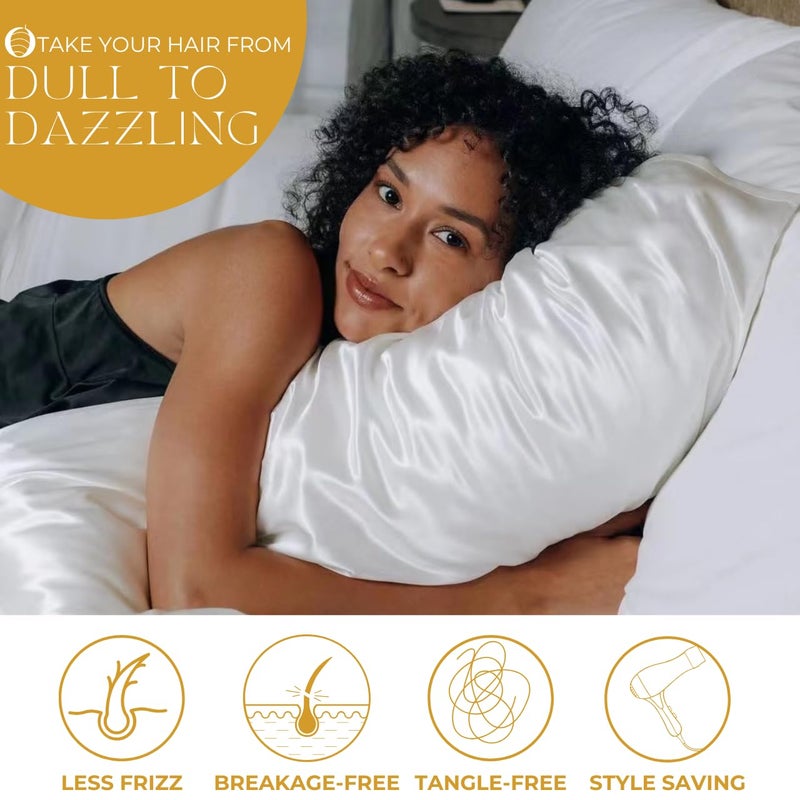 PROMEED White Silk Pillowcase 2 Pack for Hair and Skin, Both Sides 100% 23 Momme Mulberry Silk Pillow Case Set of 2 with Hidden Zipper, Soft and Breathable (Standard 20"x26", White) - Image 3