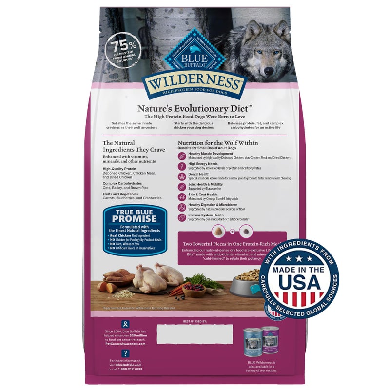 Blue Buffalo Wilderness Adult Small Breed Dry Dog Food Real Chicken with Natural Ingredients - Image 2