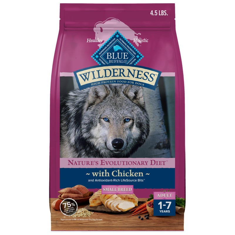 Blue Buffalo Wilderness Adult Small Breed Dry Dog Food Real Chicken with Natural Ingredients - Image 1