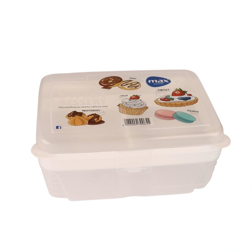 Lunch box set + spoon, fork, and knife Double-deck lunch box and movable plastic divider Very practical design to use at school High-quality Plastic materials (White)