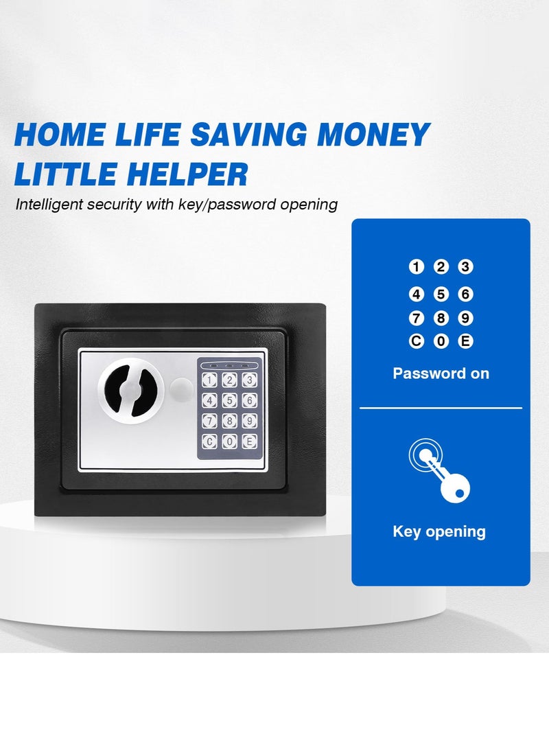 Arabest Safe Box for Home security, Electronic money box with Digital Keypad and Keys, small safe Lock Box Steel Construction 4.6L cash box Money Jewelry Document safe, 23 x 17 x 17 cm, Black - Image 5