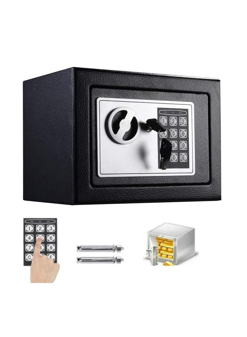 Arabest Safe Box for Home security, Electronic money box with Digital Keypad and Keys, small safe Lock Box Steel Construction 4.6L cash box Money Jewelry Document safe, 23 x 17 x 17 cm, Black - Image 1
