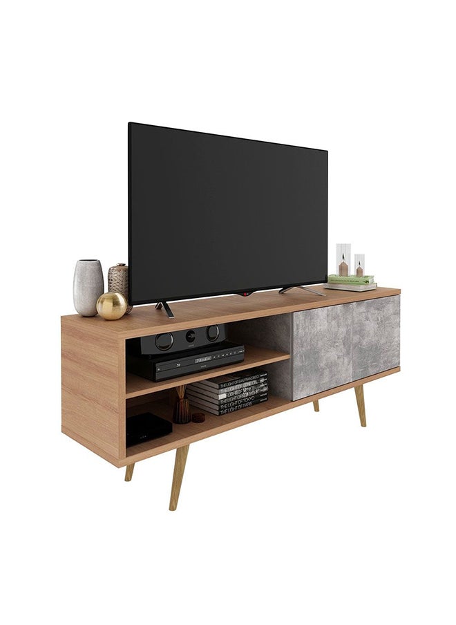 DANUBE HOME Wynn Tv Cabinet With 2 Doors Up To 60 Inches Entertainment Wall Tv Unit Wooden Tv Rack Stand Media Console Table For Living Room L 160x38.8x64 Cm Light Brown/Grey  - Image 2