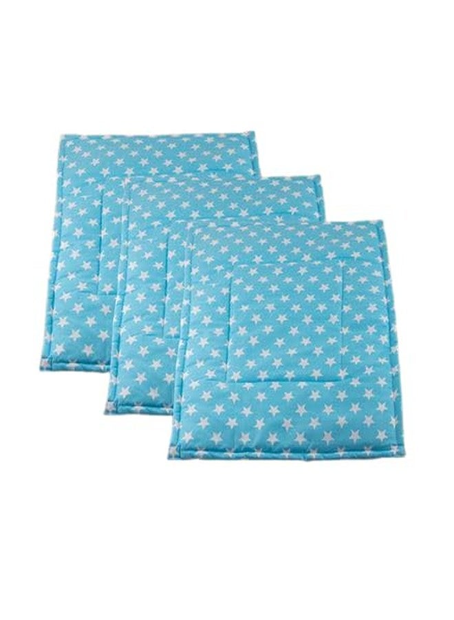 Mittenbooty® Baby Soft Quilted Cotton Sleeping mat Changing Sheet Pack of 3 (StarBlue) - Image 1