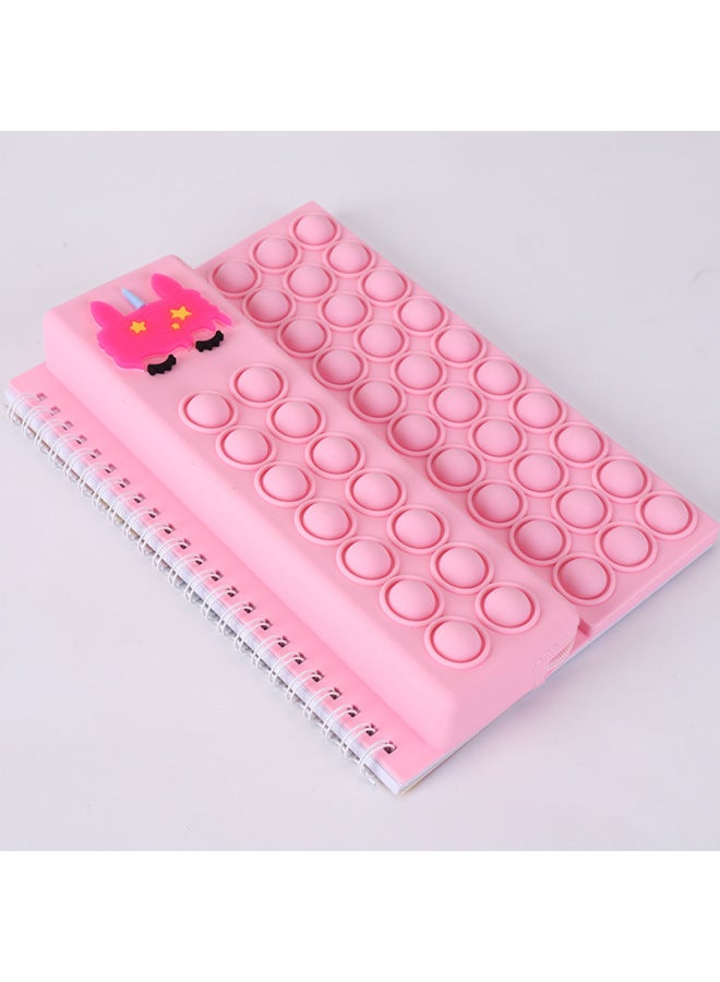 Multifunctional Pencil Case Notebook Stationery Case Suit Silicone Bubble Decompression A5 Loose-leaf Pencil Case Suit-Color:A5 Unicorn (Pink)  - Image 1