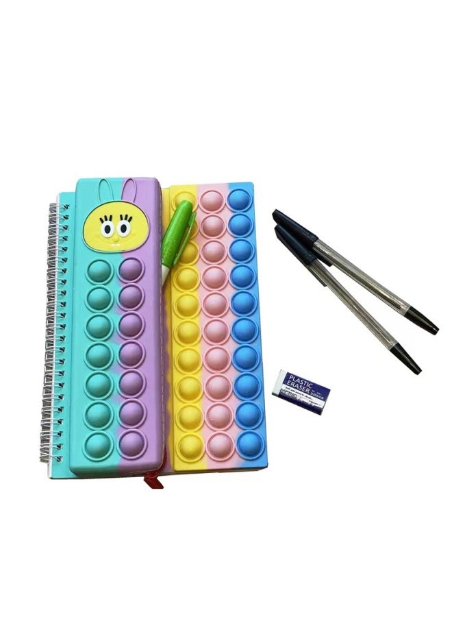 Multifunctional Pencil Case Notebook Stationery Case Suit Silicone Bubble Decompression A5 Loose-leaf Pencil Case Suit-Color:A5 Unicorn (Pink)  - Image 4