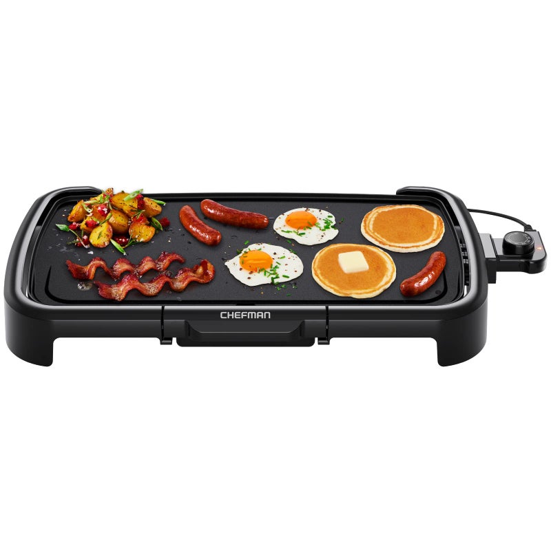 Chefman XL Electric Griddle with Removable Temperature Control, Immersible Flat Top Grill, Burger, Eggs, Pancake Griddle, Nonstick Extra Large Cooking Surface, Slide Out Drip Tray, 10 x 20 Inch - Image 4