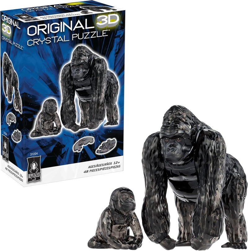 BePuzzled Gorilla and Baby Original 3D Crystal Puzzle Perfect for Puzzlers Ages 12 and Up Challenging to Complete and Beautiful to Display Collect Them All - Image 1