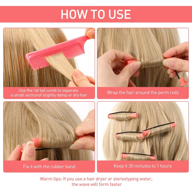 HASTHIP® 30pcs Heatless Hair Curler Kit, Cold Wave Hair Roller for Women, Small Perm Rods Styling Perming Curl Rods for Cold Wave Perm Curls - Image 4