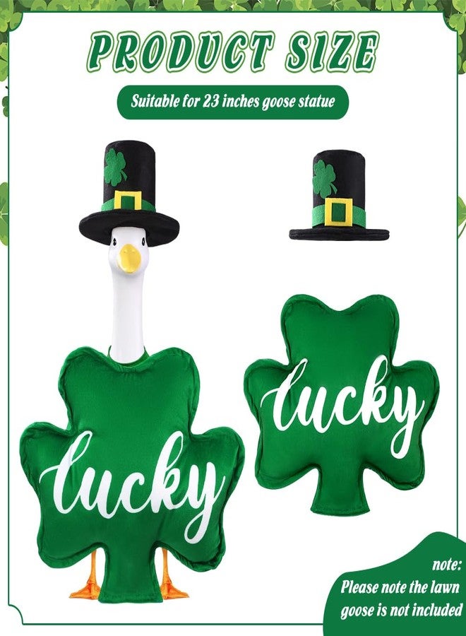 Celltestria St Patrick's Day Goose Outfits for 23" Porch Goose St Patrick Shamrock Lucky Holiday Geese Costume for St Patrick's Day Party Outdoor Patio Yard Lawn Garden Art Decoration - Image 2