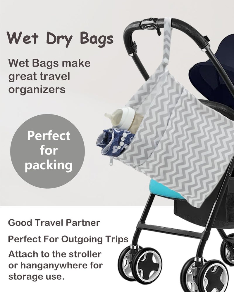 ALVABABY 2pcs Cloth Diaper Wet Dry Bags Waterproof Reusable with Two Zippered Pockets Travel Beach Pool Daycare Soiled Baby Items Yoga Gym Bag for Swimsuits or Wet Clothes L2933 - Image 5