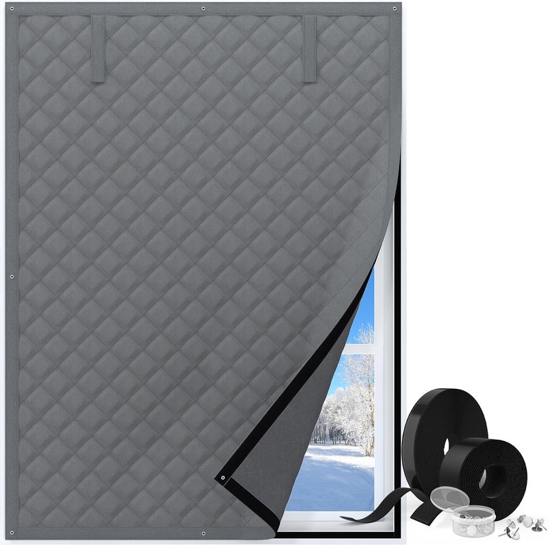 AGHITG Thermal Window Cover for Winter,38" X 62" for Window Insulation for Winter, Oxford Cloth Cotton Layer Thermal Window Cover to Keep Heat, Window Insulation Kit Fits Up to 3 x 5 Ft Window - Image 1