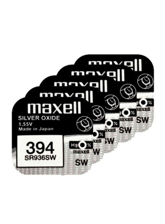 ماكسل 5 قطع ماكسيل 394/SR936SW أكسيد الفضة 1.55 فولت - البطاريات