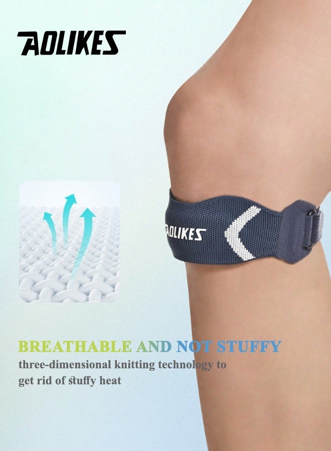 AOLIKES 1 Pack Premium Sports Patella Strap, Adjustable, Breathable & Shock Absorption Patella Band, Patella Tendon Knee Support for Sport, Workout, Fitness, Meniscus Tear, Arthritis, ACL, Joint Pain Relief (One Size, Indigo) - Image 5