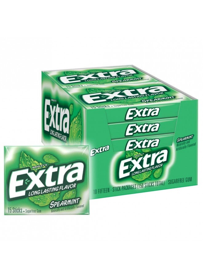 Extra Extra Spearmint Sugarfree Chewing Gum, 15 Pieces (Pack Of 10)  - Image 2