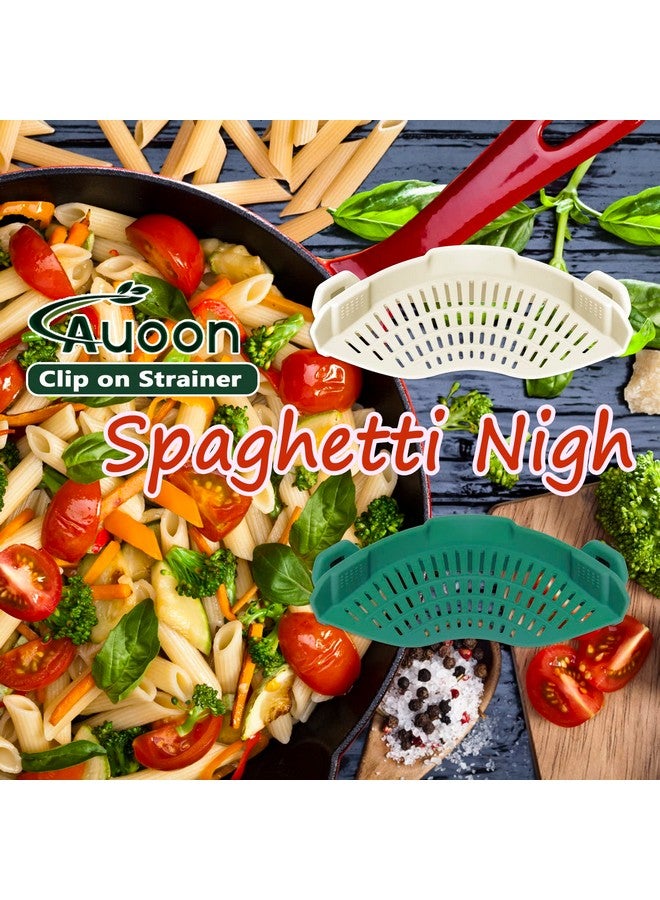 أون مصفاة سيليكون بمشبك من AUOON لجميع الأواني والمقالي، مصفاة معكرونة بمشبك مصفاة طعام للحوم والخضراوات والفواكه مصفاة مطبخ سيليكون (أبيض) - Image 4