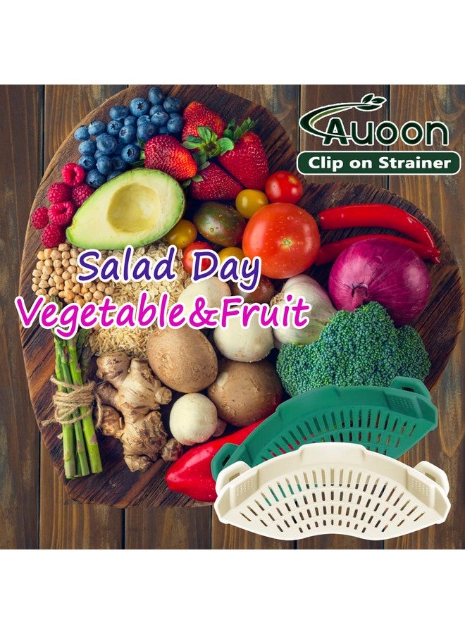 أون مصفاة سيليكون بمشبك من AUOON لجميع الأواني والمقالي، مصفاة معكرونة بمشبك مصفاة طعام للحوم والخضراوات والفواكه مصفاة مطبخ سيليكون (أبيض) - Image 5